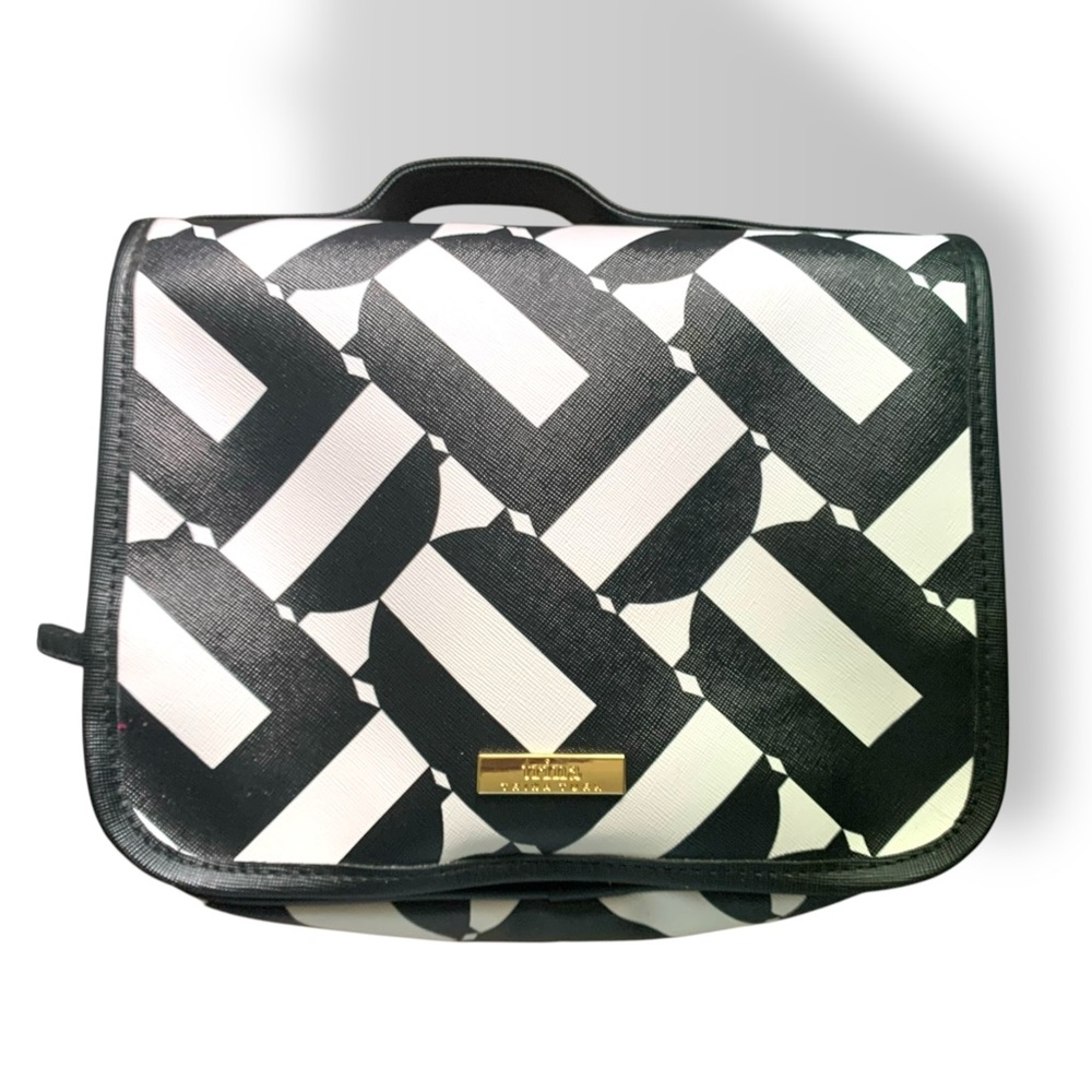 Trina Turk Black White Hot Pink Toiletries Bags with Geometric Design - Picture 3 of 6